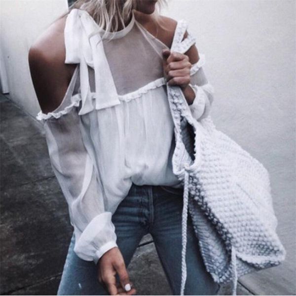 women's blouses & shirts women strapless shirt halter casual long sleeve blouse ladies loose chiffon fashion summer, White
women's blouses & shirts women strapless shirt halter casual long sleeve blouse ladies loose chiffon fashion summer, White