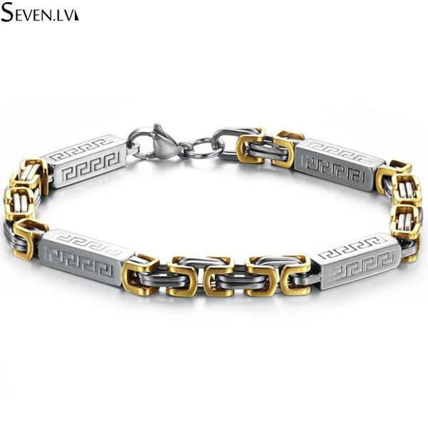 link, chain stainless steel great wall pattern antique bracelet men's titanium mixed color charm for male, Black
link, chain stainless steel great wall pattern antique bracelet men's titanium mixed color charm for male, Black
