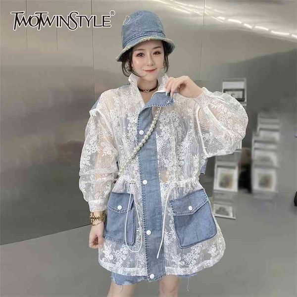 perspective patchwork lace jacket for women stand collar long sleeve pocket casual female fashion style 210524, White
perspective patchwork lace jacket for women stand collar long sleeve pocket casual female fashion style 210524, White