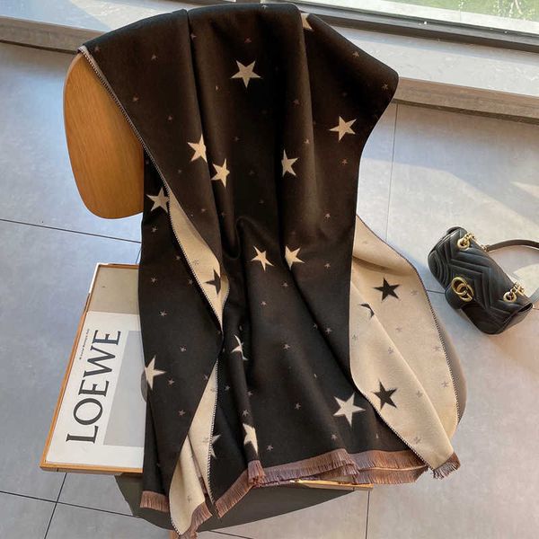 2021 autumn and winter women's imitation cashmere scarf double-sided star fashion large thickened warm air conditioning shawl, Blue;gray
2021 autumn and winter women's imitation cashmere scarf double-sided star fashion large thickened warm air conditioning shawl, Blue;gray