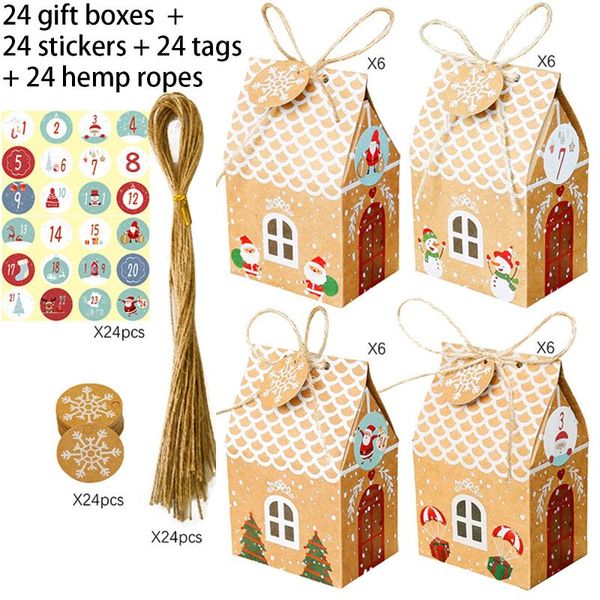 storage bags 24pcs gift boxes kraft paper house ags+stickers &ropes christmas box 
storage bags 24pcs gift boxes kraft paper house ags+stickers &ropes christmas box