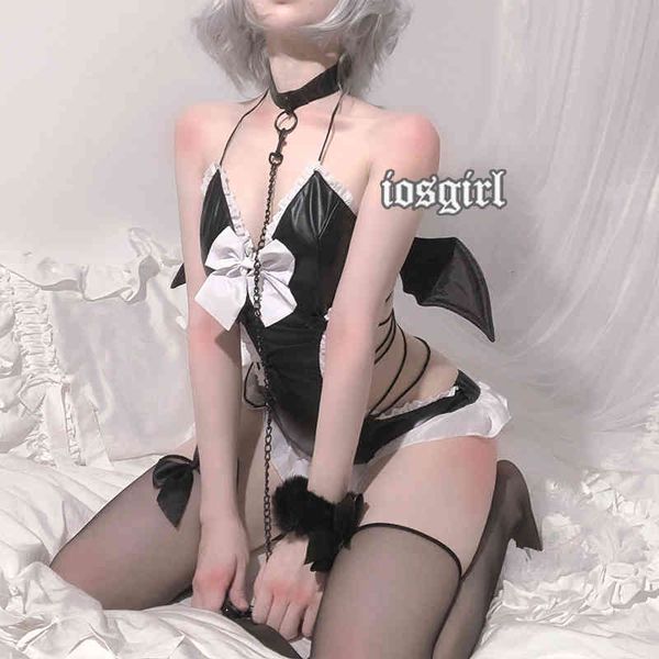 lingerie little devil cosplay costumes pu leather with adorable bat wings erotic and cute uniform p dress underwear, Black;white
lingerie little devil cosplay costumes pu leather with adorable bat wings erotic and cute uniform p dress underwear, Black;white