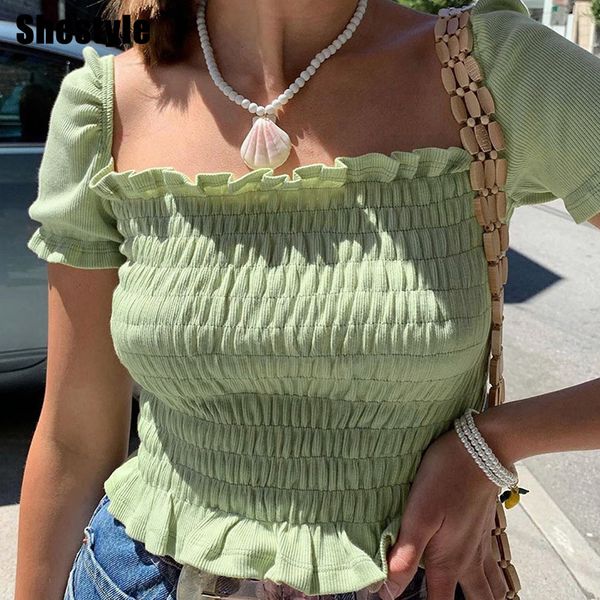 shestyle square neck ruffle ruched crop summer women sweet lovely solid green black white backless short t shirtsby
shestyle square neck ruffle ruched crop summer women sweet lovely solid green black white backless short t shirtsby