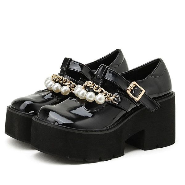 dress shoes lolita cosplay pumps platforms girls t strap chain pearl mary janes women thick bottom patent leather spring, Black
dress shoes lolita cosplay pumps platforms girls t strap chain pearl mary janes women thick bottom patent leather spring, Black