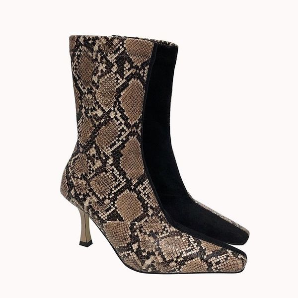 boots head short boots, thin heel square net snake suede high and knee women's, Black
boots head short boots, thin heel square net snake suede high and knee women's, Black
