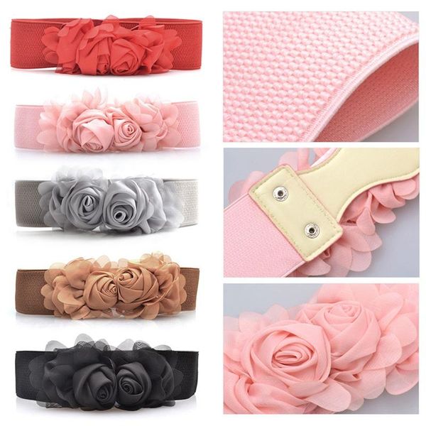 women girls wide stretch elastic waist belt solid color flower waistband chiffon flowers belts cummerbunds, Black;brown
women girls wide stretch elastic waist belt solid color flower waistband chiffon flowers belts cummerbunds, Black;brown