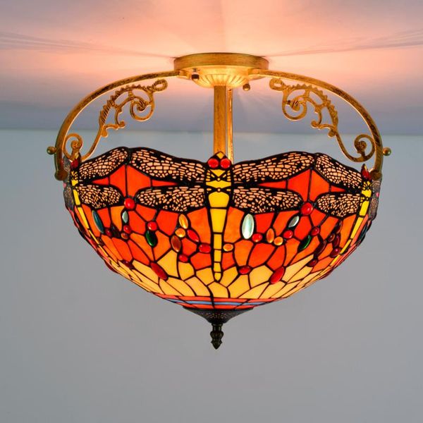 ceiling lights 40cm european-style retro red dragonfly multi-color glass restaurant bedroom corridor semi-hanging lamp
ceiling lights 40cm european-style retro red dragonfly multi-color glass restaurant bedroom corridor semi-hanging lamp
