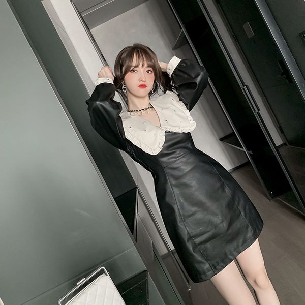 leather of female plutonium peter pan collar streetwear party dress sleeve, Black;gray
leather of female plutonium peter pan collar streetwear party dress sleeve, Black;gray