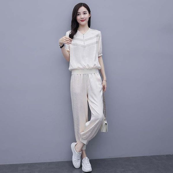 women's two piece pants temperament sports sets summer comfortable fabric zipper trousers 2piece suit women clothes, White
women's two piece pants temperament sports sets summer comfortable fabric zipper trousers 2piece suit women clothes, White