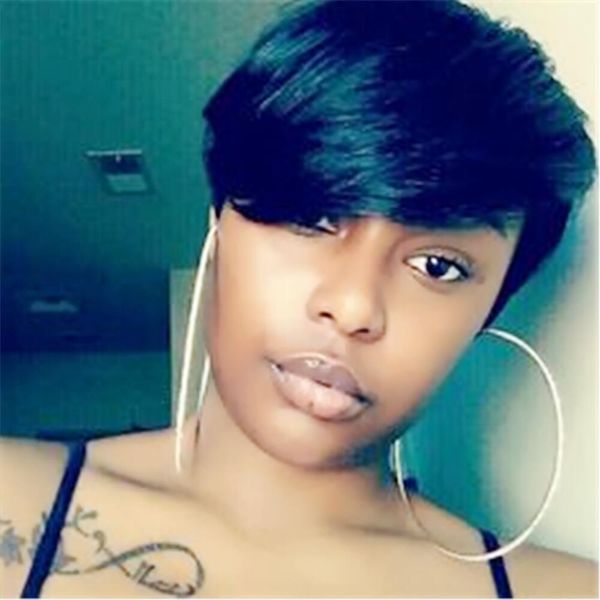 human hair short pixie cut wigs with bangs black machine made none lace front wig for women, Black;brown
human hair short pixie cut wigs with bangs black machine made none lace front wig for women, Black;brown