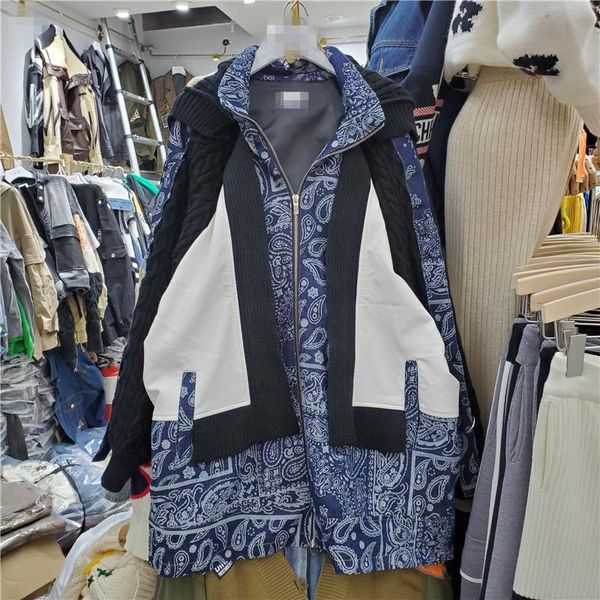women's trench coats 2021 autumn winter clothes loose overaized knitted splicing mid-length coat women fashion printed zip warm jacket, Tan;black
women's trench coats 2021 autumn winter clothes loose overaized knitted splicing mid-length coat women fashion printed zip warm jacket, Tan;black