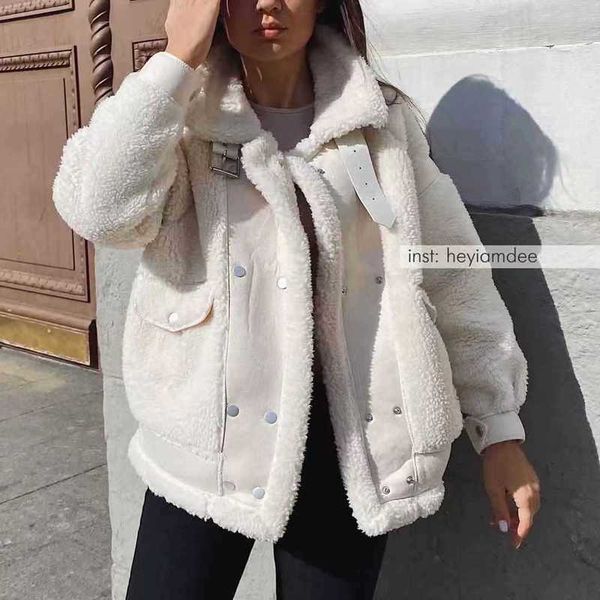 autumn and winter lamb fur coat female korean version loose suede fur all-in-one motorcycle jacket coat 210928, Black;brown 
autumn and winter lamb fur coat female korean version loose suede fur all-in-one motorcycle jacket coat 210928, Black;brown
