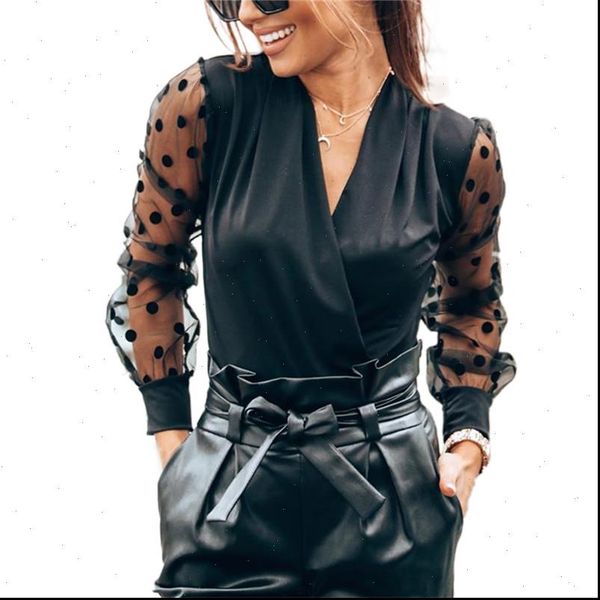 polka dot mesh women blouses v neck print long sheer sleeve pullover black, White
polka dot mesh women blouses v neck print long sheer sleeve pullover black, White