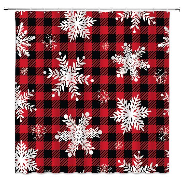 snowflake shower curtain, red black buffalo plaid white snowfalke rustic vintage winter season christmas fabric bathroom decor
snowflake shower curtain, red black buffalo plaid white snowfalke rustic vintage winter season christmas fabric bathroom decor
