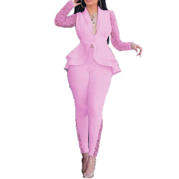 women's two piece pants women suit solid color spring and summer lace casual fashion lapel slim-fit ruffled commuter high-waisted trous, White
women's two piece pants women suit solid color spring and summer lace casual fashion lapel slim-fit ruffled commuter high-waisted trous, White