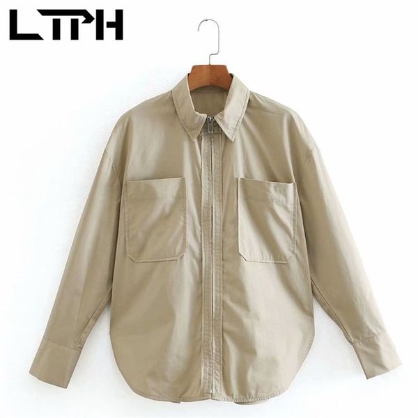 ltph simple tooling vintage blouses women shirts zipper long sleeve shirt loose casual pocket outerwear spring 210423, Black;gray
ltph simple tooling vintage blouses women shirts zipper long sleeve shirt loose casual pocket outerwear spring 210423, Black;gray