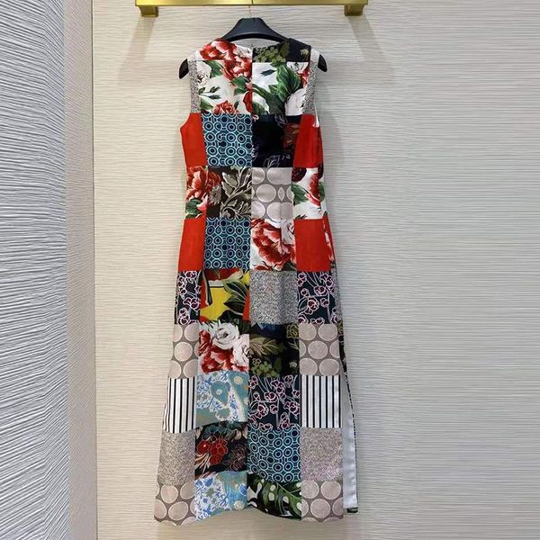 casual dresses summer runway fashion sleeveless flower striped print slim splited midi holiday dress, Black;gray
casual dresses summer runway fashion sleeveless flower striped print slim splited midi holiday dress, Black;gray