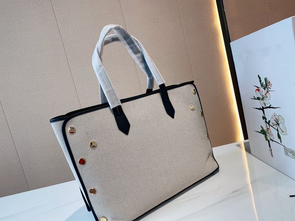 women tote bags 2021 autumn fashion ladies shoulder bag handbags high-quality solid canvans logo print shopping-bags cowhide line high-capac