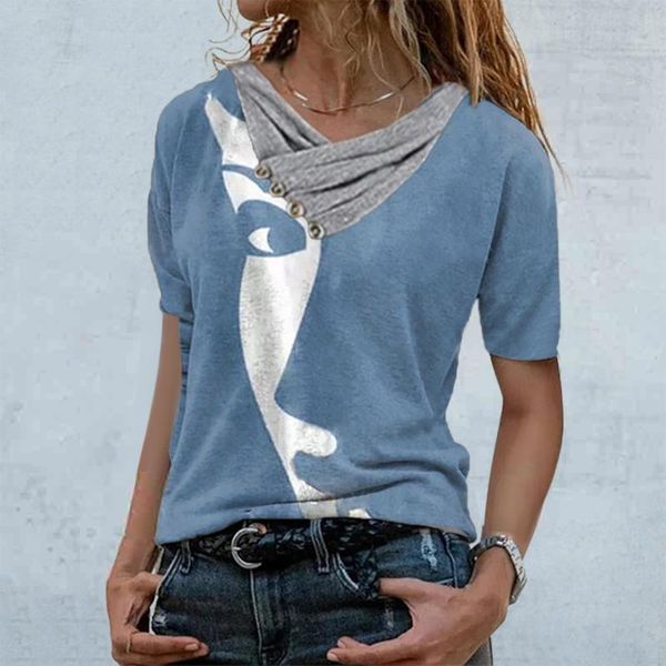 women's t-shirt printed casual tshirts cotton women summer short sleeve buttons crop t shirt ladies streetwear tee slim fit, White
women's t-shirt printed casual tshirts cotton women summer short sleeve buttons crop t shirt ladies streetwear tee slim fit, White