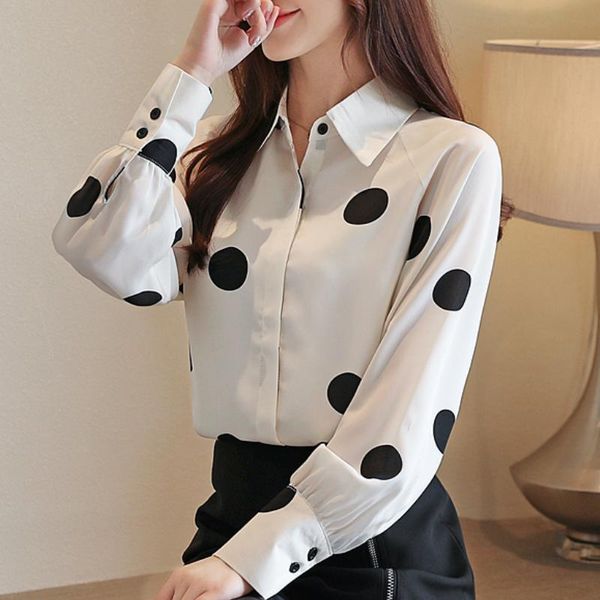 women's blouses & shirts fashion women 2021 long sleeve dot chiffon blouse shirt turn down collar office ladies blusas b702, White
women's blouses & shirts fashion women 2021 long sleeve dot chiffon blouse shirt turn down collar office ladies blusas b702, White