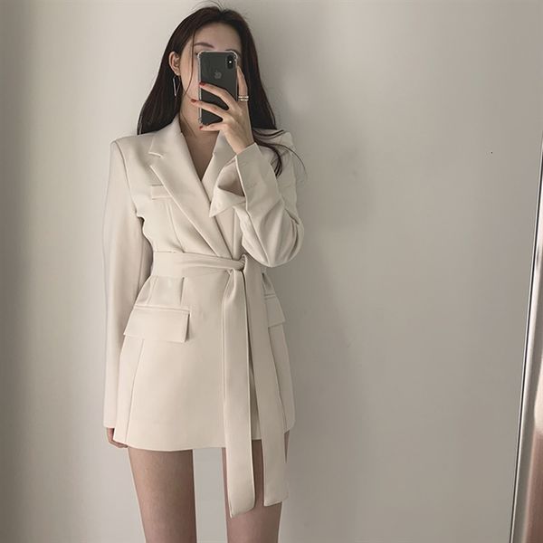 women's suits & blazers small suit in the long retro belt korean casual temperament ins jacket women blazer feminino tova, White;black
women's suits & blazers small suit in the long retro belt korean casual temperament ins jacket women blazer feminino tova, White;black