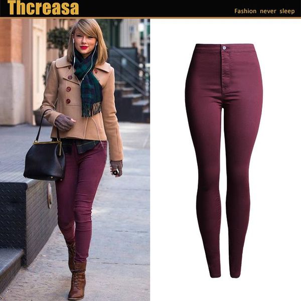 with colored pencil pants high elastic waist cultivate morality show thin panty candy color foot leisure trousers women's jeans, Blue
with colored pencil pants high elastic waist cultivate morality show thin panty candy color foot leisure trousers women's jeans, Blue