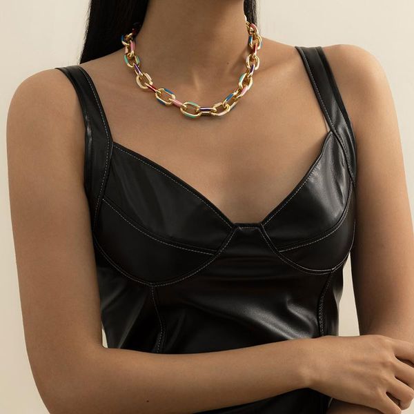 color painting chunky chain necklace women cuban link jewelry wholesale chains, Silver
color painting chunky chain necklace women cuban link jewelry wholesale chains, Silver