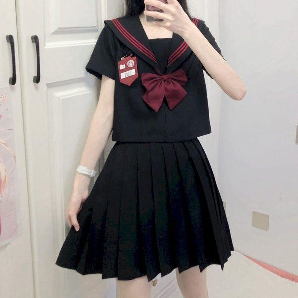clothing sets womens orthodox original basic jk uniform skirt black red three sailor suit japanese long-sleeved short-sleeved student jks, White
clothing sets womens orthodox original basic jk uniform skirt black red three sailor suit japanese long-sleeved short-sleeved student jks, White