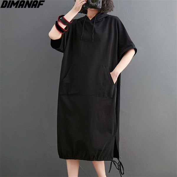 plus size women dress summer cotton hooded lady vestidos female clothing casual loose big long solid es 210531, Black;gray
plus size women dress summer cotton hooded lady vestidos female clothing casual loose big long solid es 210531, Black;gray