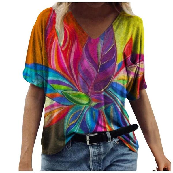 women's t-shirt s-3xl summer women fashion flower print casual short sleeve shirts loose v-neck ladies for dro, White
women's t-shirt s-3xl summer women fashion flower print casual short sleeve shirts loose v-neck ladies for dro, White