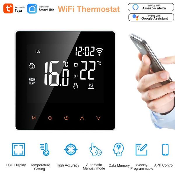 smart home control wifi thermostat temperature controller for water/electric floor heating water/gas boiler tuya/smart life works with alexa
smart home control wifi thermostat temperature controller for water/electric floor heating water/gas boiler tuya/smart life works with alexa