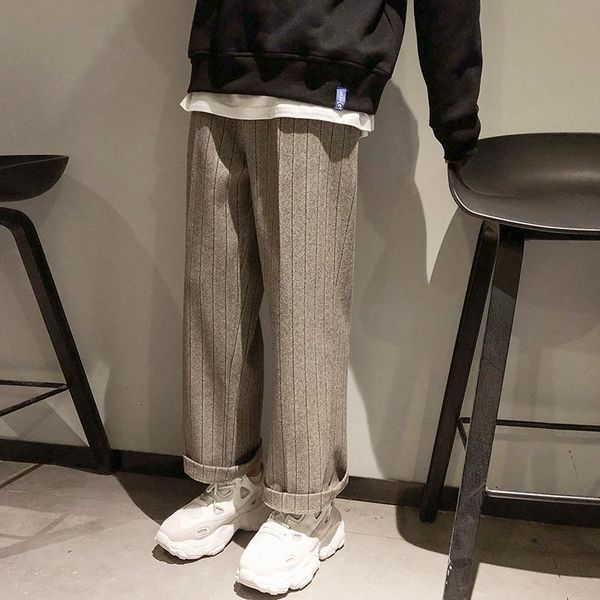 men's pants 2021 winter woolen vertical stripe wool leisure casual loose grey/camel sweatpants active elastic trousers, Black
men's pants 2021 winter woolen vertical stripe wool leisure casual loose grey/camel sweatpants active elastic trousers, Black
