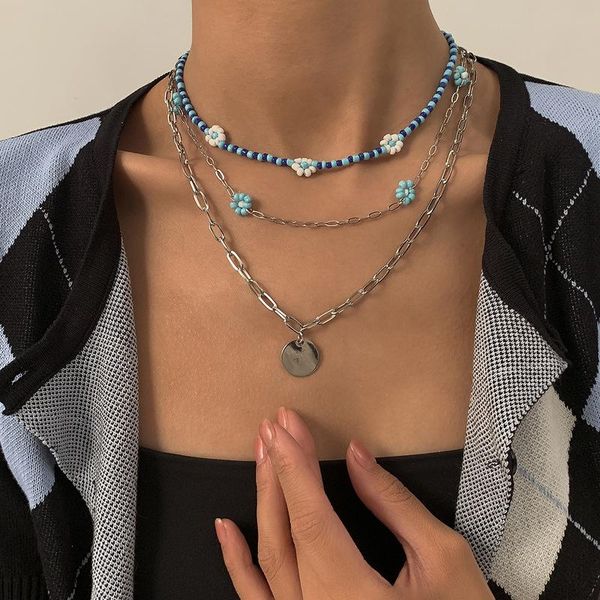 chokers simple summer beach multi layered flower blue colour beaded necklace for women ladies metallic circle pendant jewelry, Golden;silver
chokers simple summer beach multi layered flower blue colour beaded necklace for women ladies metallic circle pendant jewelry, Golden;silver
