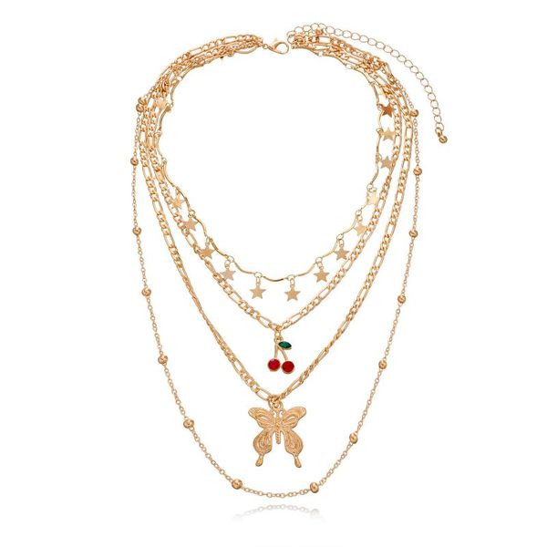 pendant necklaces trendy star sequins beads cherry multi-layer tassel necklace exquisite butterfly clavicle chain for women, Silver
pendant necklaces trendy star sequins beads cherry multi-layer tassel necklace exquisite butterfly clavicle chain for women, Silver