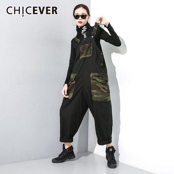 women's jumpsuits & rompers chicever patchwork camouflage jumpsuit women pocket hit color oversize loose casual for female 2021 autumn, Black;white
women's jumpsuits & rompers chicever patchwork camouflage jumpsuit women pocket hit color oversize loose casual for female 2021 autumn, Black;white