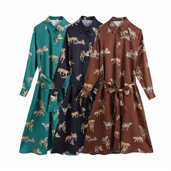 autumn vintage animal printed shirt dress women fashion tied belt lapel collar long sleeve midi ladies casual es 210519, Black;gray
autumn vintage animal printed shirt dress women fashion tied belt lapel collar long sleeve midi ladies casual es 210519, Black;gray