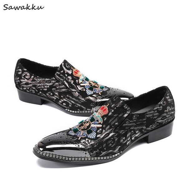 dress shoes british style genuine leather men slip on mens black brand loafers metal pointed toe printed moccasins
dress shoes british style genuine leather men slip on mens black brand loafers metal pointed toe printed moccasins