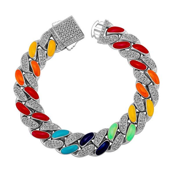 link, chain hip hop cz stone paved bling iced out colorful color dripping oil cuban link solid bracelet for men rapper jewelry, Black
link, chain hip hop cz stone paved bling iced out colorful color dripping oil cuban link solid bracelet for men rapper jewelry, Black