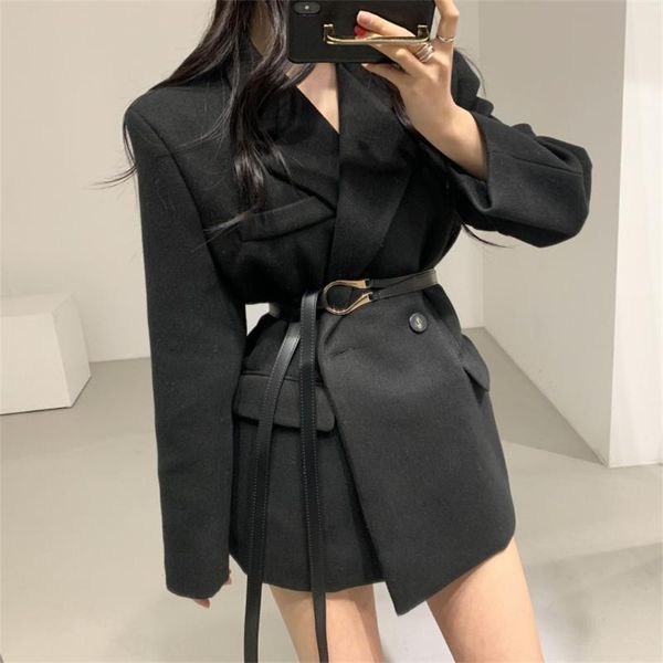 women's wool & blends hzirip slim casual blazers coats with sashes woolen retro ol all match office lady 2021 high street chic women w, Black
women's wool & blends hzirip slim casual blazers coats with sashes woolen retro ol all match office lady 2021 high street chic women w, Black