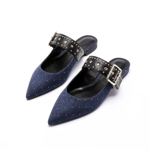 slippers shoes woman 2021 female mule rivet pantofle pointed toe flat mules metal decoration slides basic cotton fabric, Black
slippers shoes woman 2021 female mule rivet pantofle pointed toe flat mules metal decoration slides basic cotton fabric, Black