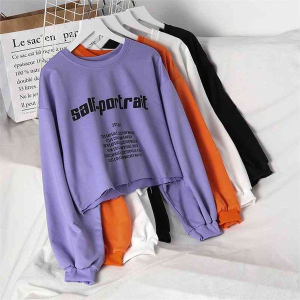 women casual hoodies spring autumn o-neck drop-shoulder letter full loose short fashion korean wild pullover 210531, Black
women casual hoodies spring autumn o-neck drop-shoulder letter full loose short fashion korean wild pullover 210531, Black