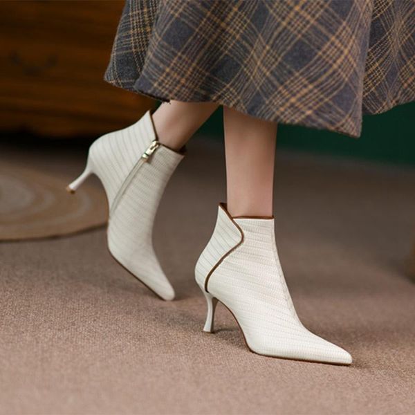 boots women leather ankle 2021 fashion shoes winter pointed toe thin high for heels, Black
boots women leather ankle 2021 fashion shoes winter pointed toe thin high for heels, Black