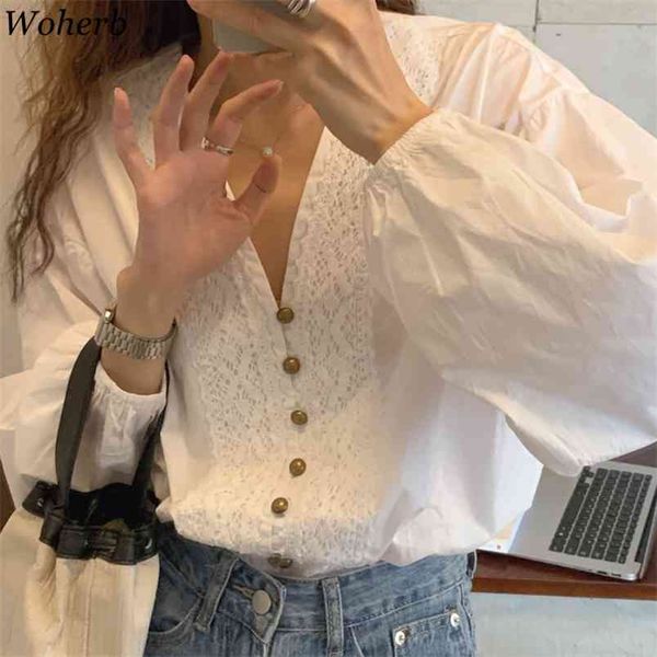 single breasted blouses puff sleeve white sweet blusas mujer de moda korean lace patchwork loose shirt women 210519
single breasted blouses puff sleeve white sweet blusas mujer de moda korean lace patchwork loose shirt women 210519