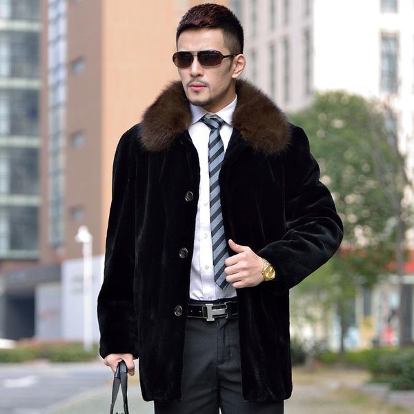 men's fur & faux mink coat men medium-long trench mens single-breasted clothing overcoat fashion jaqueta de couro masculino plus size, Black
men's fur & faux mink coat men medium-long trench mens single-breasted clothing overcoat fashion jaqueta de couro masculino plus size, Black