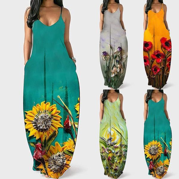 the latest arrival women summer sling print casual long dress flower sleeveless spaghetti belt ladies beach women's swimwear, White;black
the latest arrival women summer sling print casual long dress flower sleeveless spaghetti belt ladies beach women's swimwear, White;black