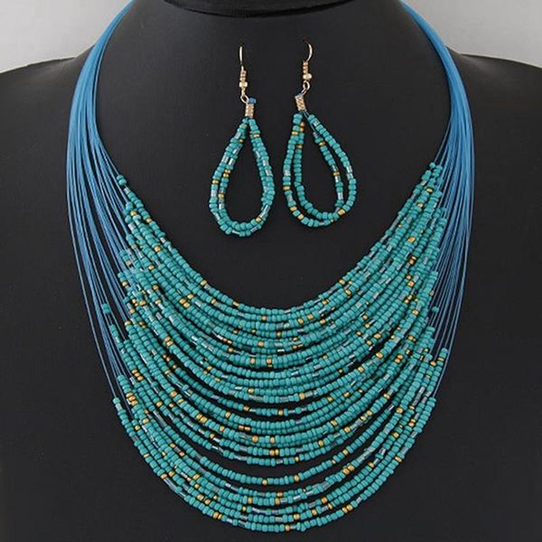 earrings & necklace handmade beaded chic multilayer mini bead statement with small jewellery set, Silver
earrings & necklace handmade beaded chic multilayer mini bead statement with small jewellery set, Silver