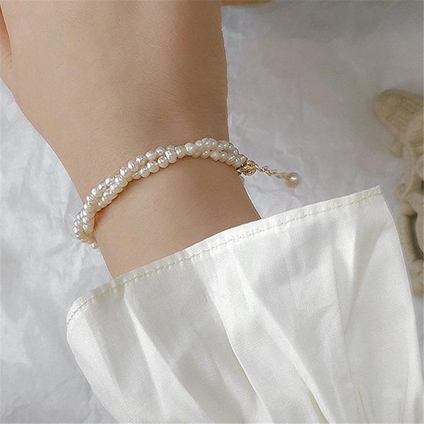 link, chain fashion jewelry small natural freshwater pearls bracelet two layer twist style women for party gifts, Black
link, chain fashion jewelry small natural freshwater pearls bracelet two layer twist style women for party gifts, Black
