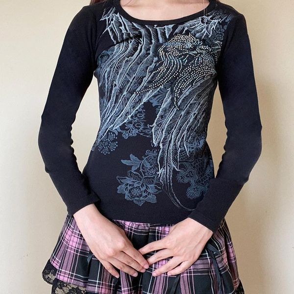 women's t-shirt women streetwear slim fit adults spring autumn rhinestones floral print round neck long sleeve black, White
women's t-shirt women streetwear slim fit adults spring autumn rhinestones floral print round neck long sleeve black, White