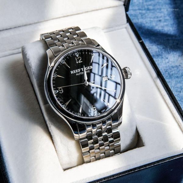 reef tiger/rt classic mens watches casual automatic watch with date stainless steel rga823 wristwatches, Slivery;brown
reef tiger/rt classic mens watches casual automatic watch with date stainless steel rga823 wristwatches, Slivery;brown