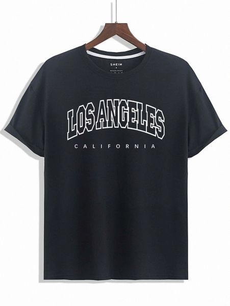 men letter graphic drop shoulder tee 06qy#, White;black
men letter graphic drop shoulder tee 06qy#, White;black